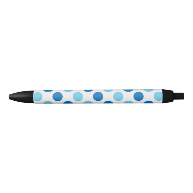 Blue and white polka dots pattern black ink pen (Front)