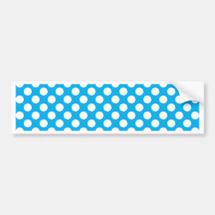 Blue and white polka dots pattern bumper sticker