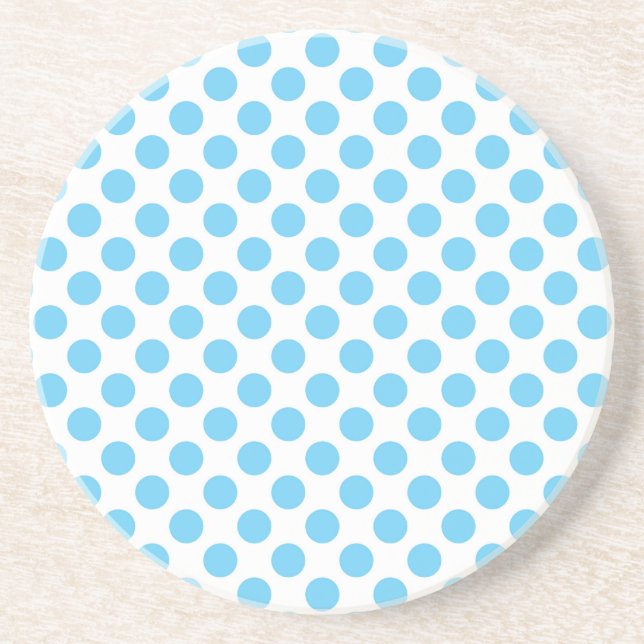 Blue and white polka dots pattern coaster (Front)