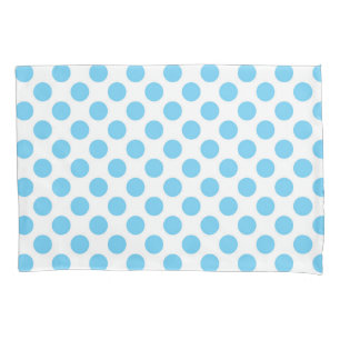 Blue and white polka dots pattern pillowcase