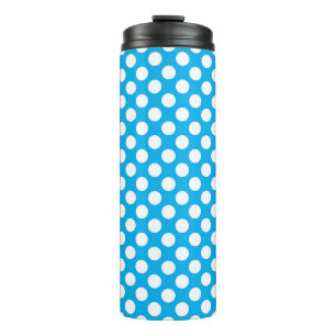 Blue and white polka dots pattern thermal tumbler