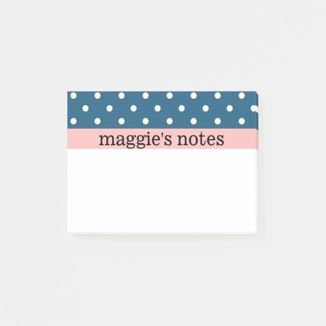 Blue and White Polka Dots Post-it Notes (Front)