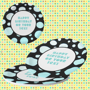 Blue and White Polka Dots Retro Modern Fun Paper Plate