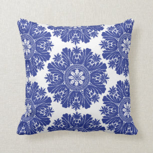 Blue and White Porcelain Baroque Cushion