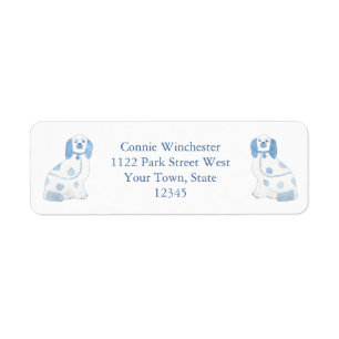 Blue And White Pottery Spaniel Dogs Return Address