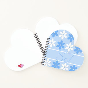 BLUE AND WHITE PRETTY FLORAL PATTERN SKY FLOWERS NOTEBOOK