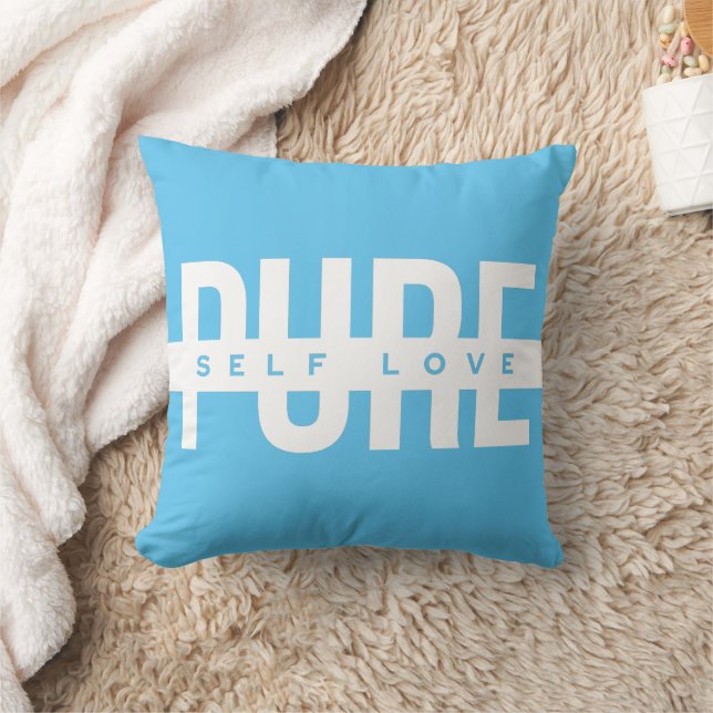 Blue and White Pure Self Love Throw Pillow (Blanket)