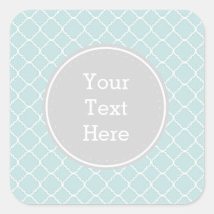 Blue and White Quatrefoil Square Sticker