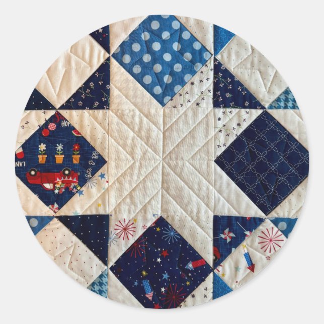Blue and White Quilt look Stickers (Front)