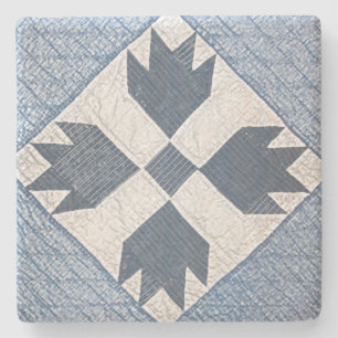 Blue and White Quilt Stone Coaster