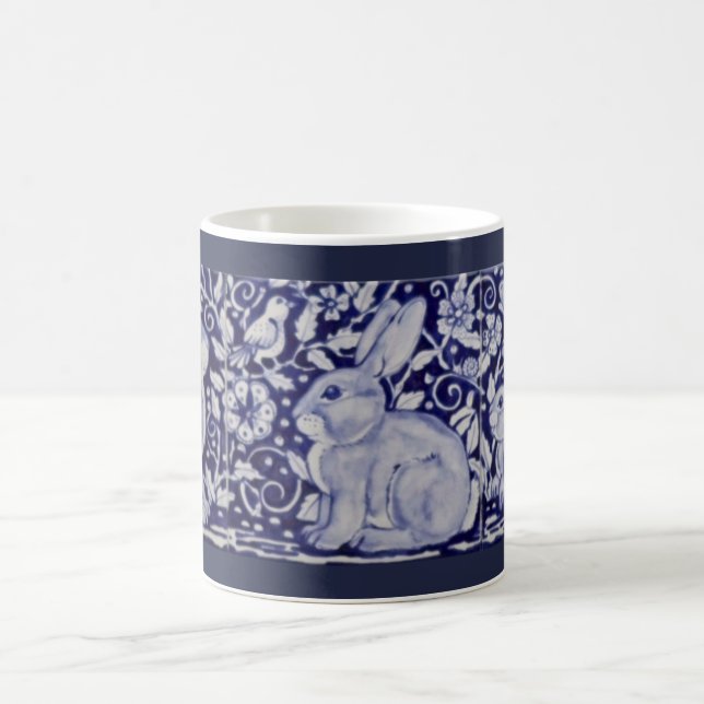 Blue and White Rabbit China Cobalt Dedham Mug (Center)