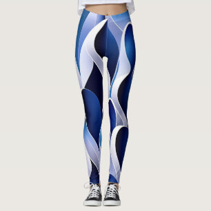 Blue and White Ribbon Leggings