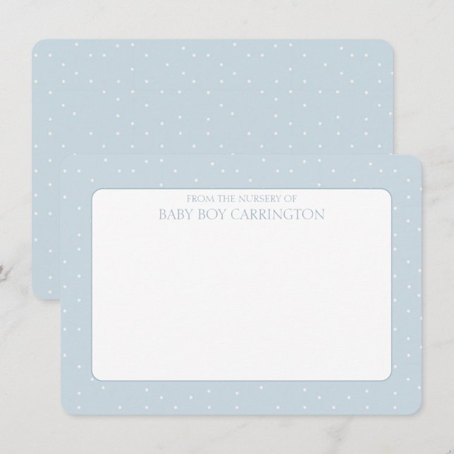 Blue and White Rustic Polka Dots Personalized  Card (Front/Back)
