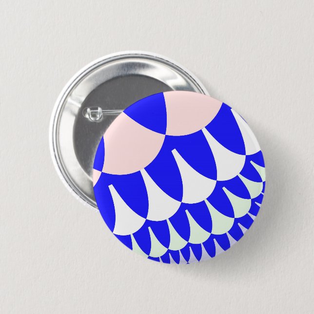 Blue and White Scales 6 Cm Round Badge (Front & Back)