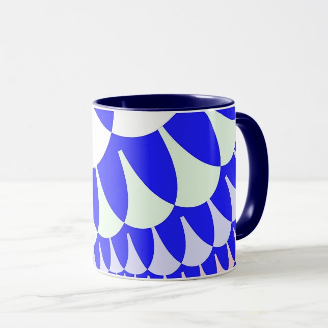 Blue and White Scales Mug (Front Right)