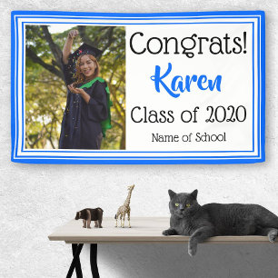 Blue and White School Colors Photo Banner