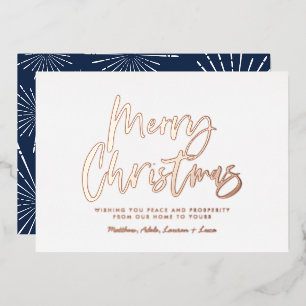 Blue and white script merry Christmas non photo