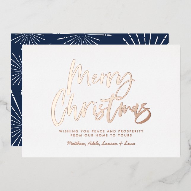 Blue and white script merry Christmas non photo (Front/Back)