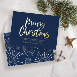 Blue and white script merry Christmas non photo Fo