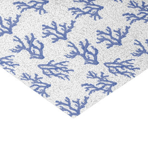 Blue and white sea coral all over tissue paper