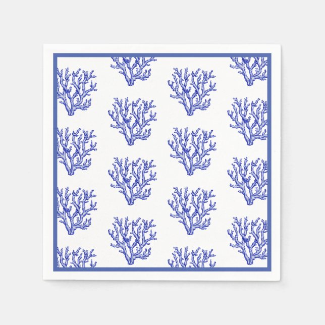 Blue and white sea coral napkins (Front)