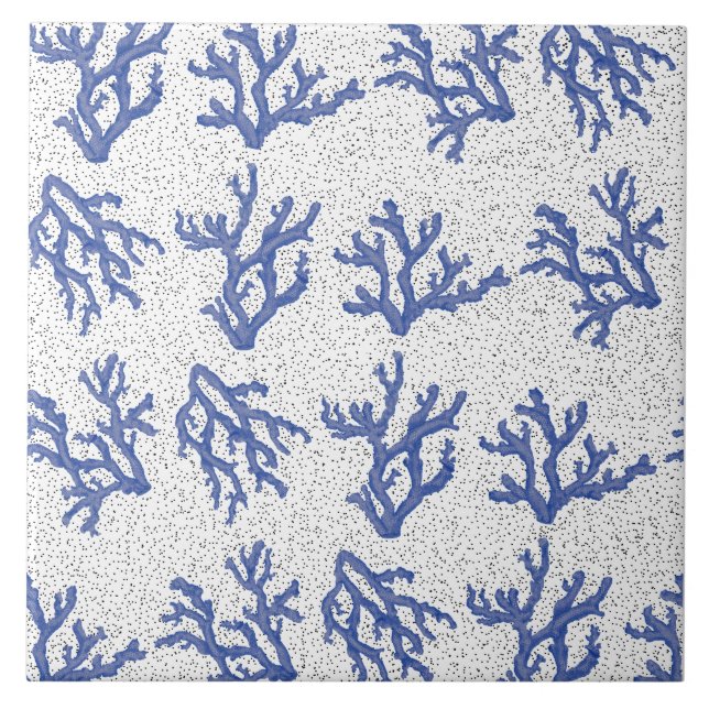 Blue and white sea coral tile (Front)