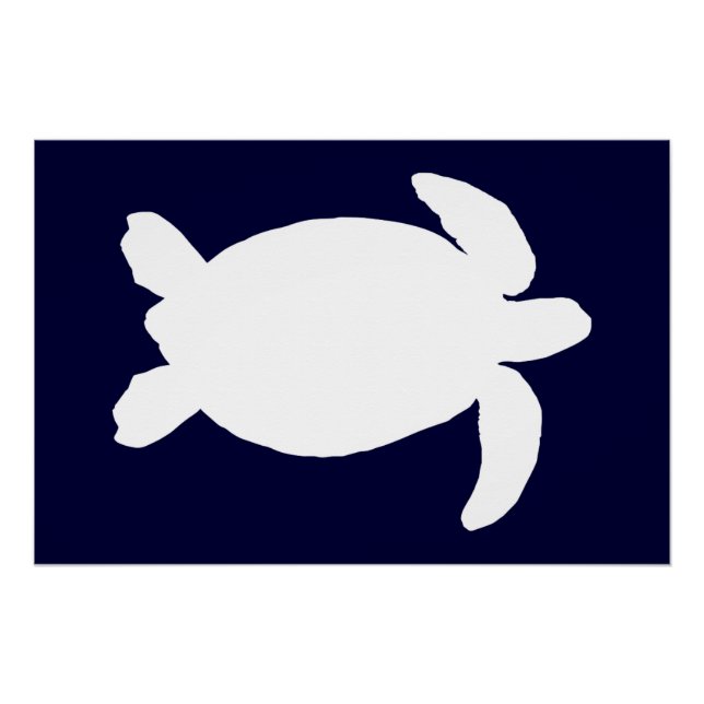 Blue and White Sea Turtle Poster (Front)