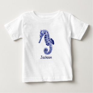 Blue and white seahorse baby T-Shirt