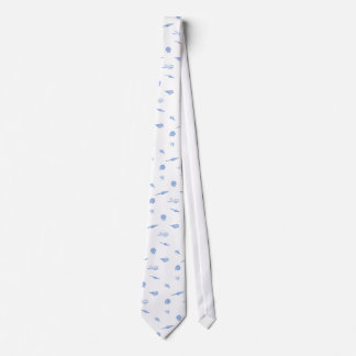Blue and White Seashells and Starfish pattern tie