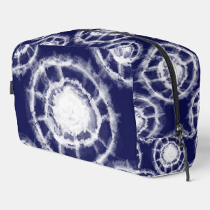 Blue and White Shibori Circles Pattern  Dopp Kit