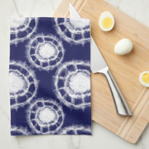 Blue and White Shibori Circles Pattern 
