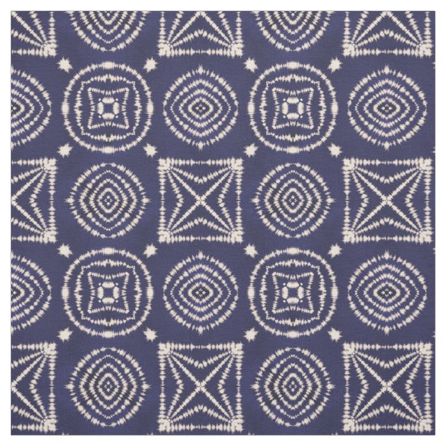 Blue and White Shibori Geometry Fabric (Swatch)