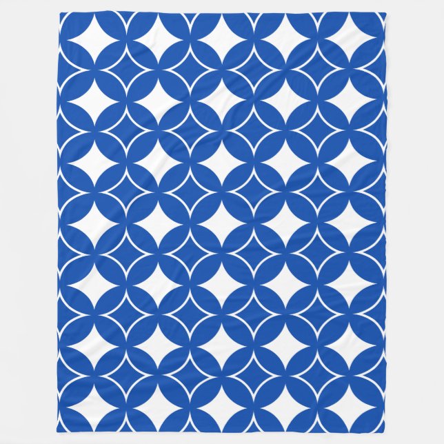 Blue and white shippo pattern fleece blanket (Front)