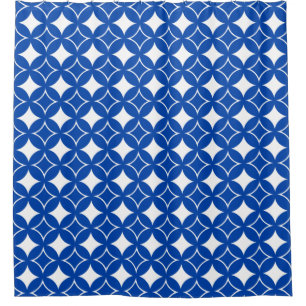 Blue and white shippo pattern shower curtain