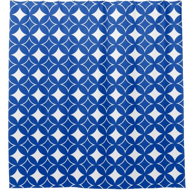 Blue and white shippo pattern shower curtain (Front)