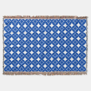 Blue and white shippo pattern throw blanket