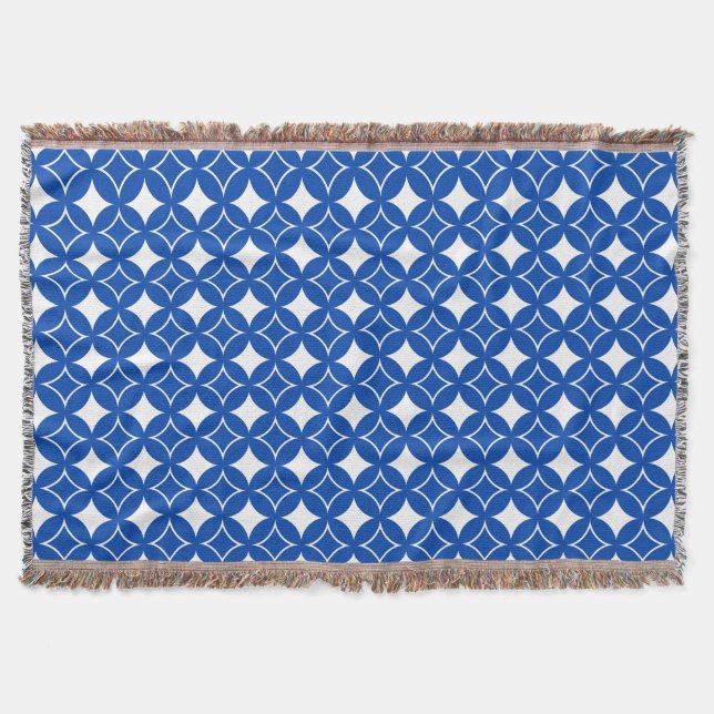 Blue and white shippo pattern throw blanket (Front)