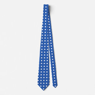 Blue and white shippo pattern tie