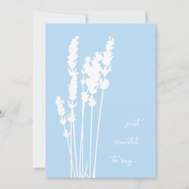 Blue and White Silhouetted Floral Card (Front)