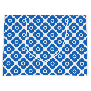 Blue and white simple floral pattern retro  floral large gift bag