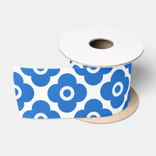 Blue and white simple floral pattern retro floral satin ribbon