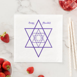 Blue and White Six Pointed Star Chanukah Napkins