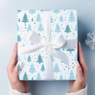 Blue and white Snow Christmas  Wrapping Paper