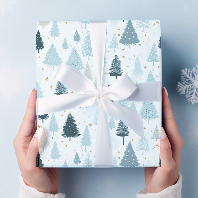 Blue and white Snow Christmas  Wrapping Paper (Creator Uploaded)