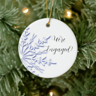 Blue and White Snowflake Engagement Ceramic Tree Decoration