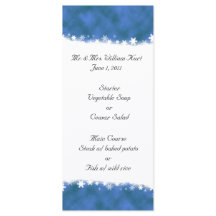 Blue and White Snowflake Reception Menu