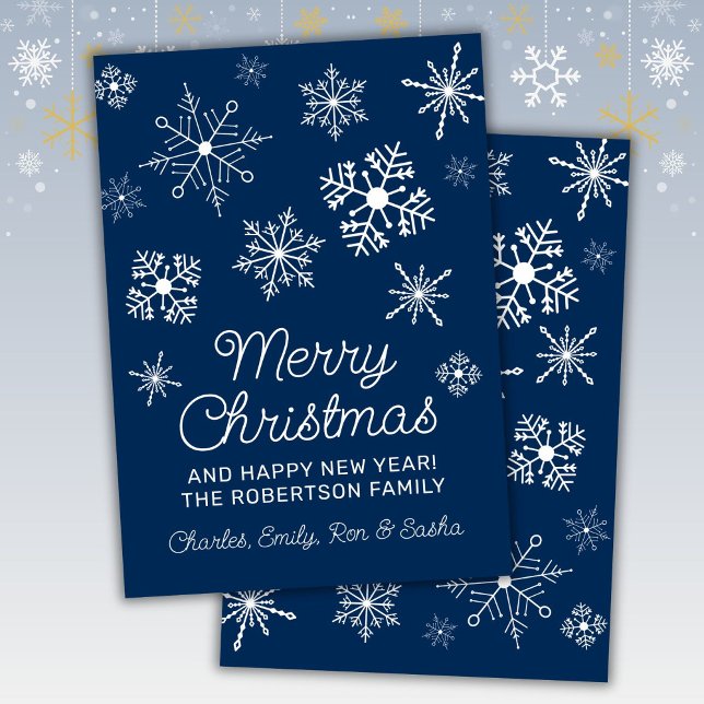Blue and White Snowflakes Christmas Holiday Card (Creator Uploaded)