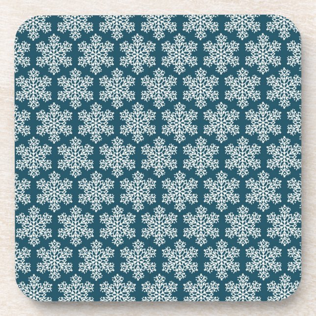 Blue and white snowflakes coaster (Front)