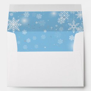 Blue and white snowflakes envelope