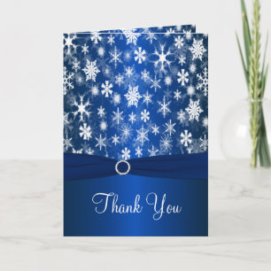 Blue and White Snowflakes Thank You Card